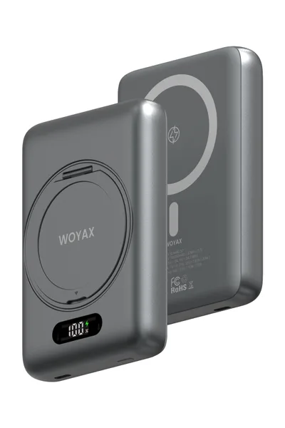 Woyax Magsafe Powerbank 360° Standlı Metal 10.000mAh 20W Hızlı Taşınabilir Şarj Cihazı