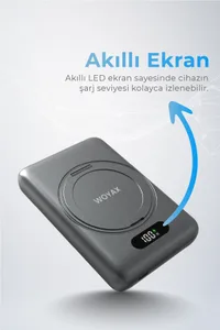Woyax Magsafe Powerbank 360° Standlı Metal 10.000mAh 20W Hızlı Taşınabilir Şarj Cihazı
