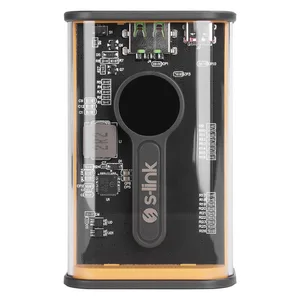 ED274  S-link V92 9200mAh PD22.5W + QC3.0 USB+Type-C Gri/Sarı LCD Şeffaf Taşınabilir Pil Şarj Cihazı Powerbank