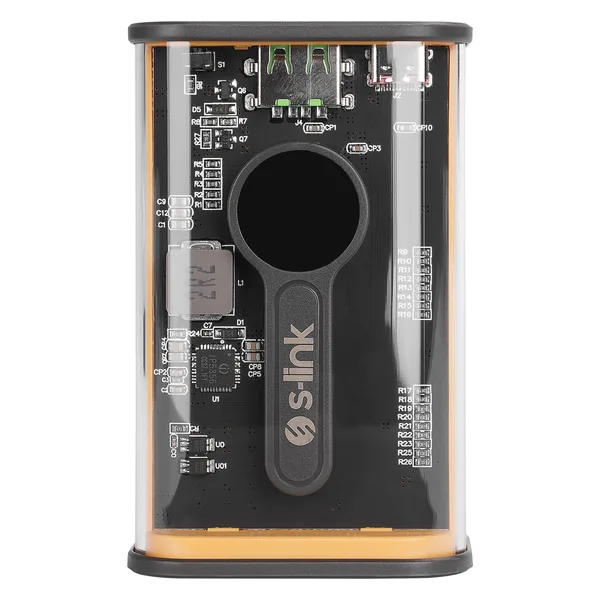 ED274 S-link V92 9200mAh PD22.5W + QC3.0 USB+Type-C Gri/Sarı LCD Şeffaf Taşınabilir Pil Şarj Cihazı Powerbank