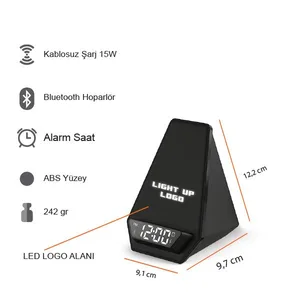 KABLOSUZ SARJ CİHAZI - HOPARLÖR  (AKILLI SAAT-ALARM-IŞIKLI LOGO)