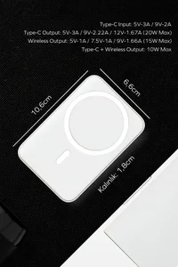 Woyax by Deji Magsafe Powerbank 10000 mAh Hızlı Taşınabilir Şarj Cihazı Beyaz