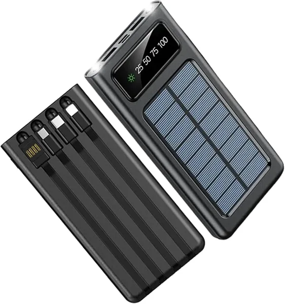 10000 mAh Güneş Enerjili (Dahili Kablolu) Powerbank
