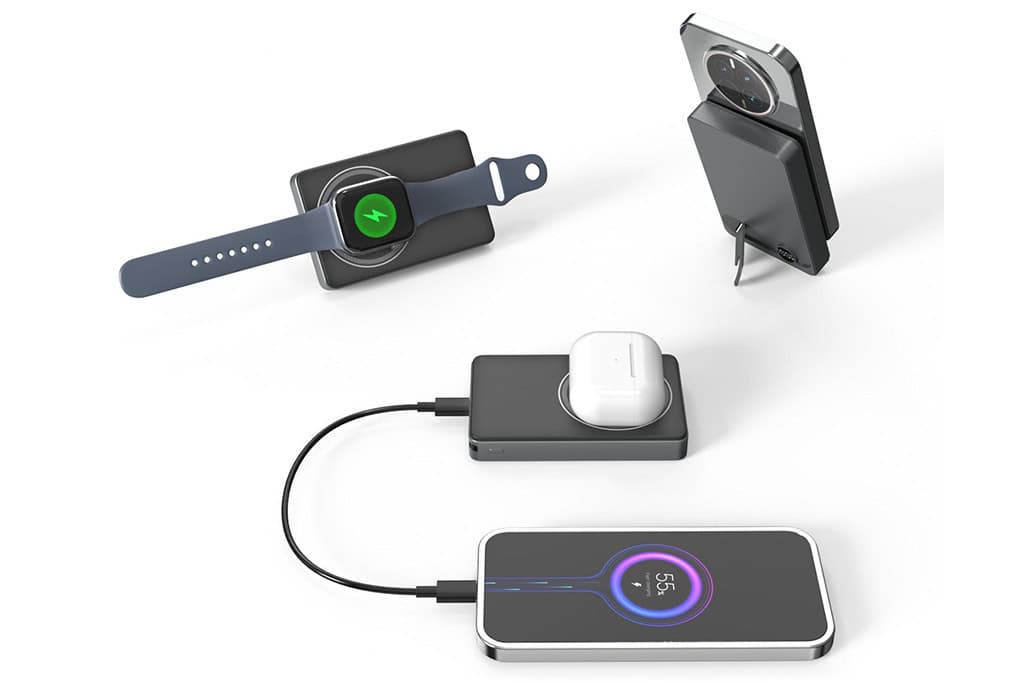 KAYRA 5000 mAh MagSafe Uyumlu 3’ü 1 Arada Kablosuz Powerbank