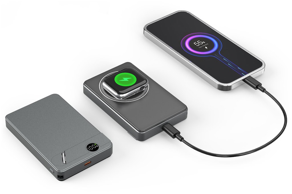 KAYRA 5000 mAh MagSafe Uyumlu 3’ü 1 Arada Kablosuz Powerbank