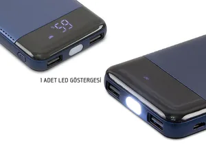 ED284  S-Link Swapp SWP-58 10000mAh Powerbank Led Göstergeli Mavi Taşınabilir Pil Şarj Cihazı