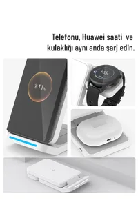 Woyax Wireless Kablosuz Şarj Standı Katlanabilir Huawei Watch iPhone Android Telefon Saat Kulaklık Uyumlu