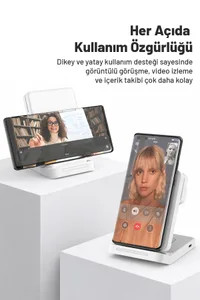 Woyax Wireless Kablosuz Şarj Standı Katlanabilir Huawei Watch iPhone Android Telefon Saat Kulaklık Uyumlu