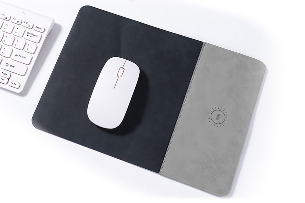 VISCO Gri 15W Kablosuz Hızlı Şarj Özellikli Deri Mouse Pad