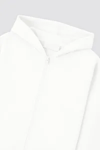 Temel Tam Fermuarlı Kapüşonlu Sweatshirt
