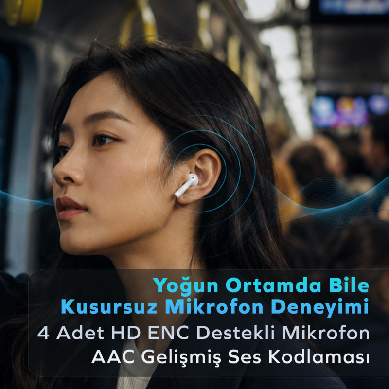 Gigasound ANC+ENC Kablosuz Bluetooth Kulaklık Kulak İçi gürültü önleme 4 mikrofon 42 saat oynatma süresi