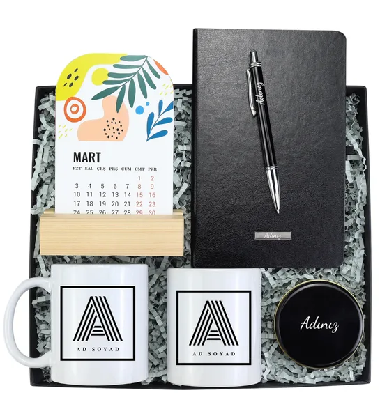 Defter & Kalem & Takvim & Kupa & Kalemlik & Mum Hediye Seti