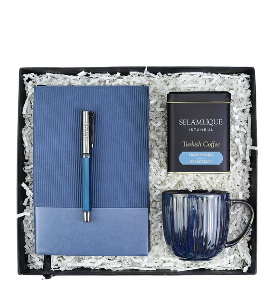 Defter & Mavi Kalem & Selamlıque & Kupa Hediye Seti