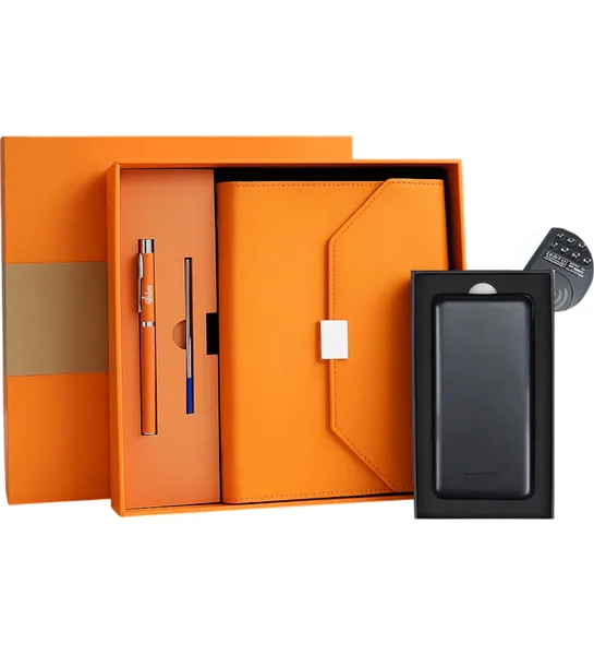 Kutulu Defter Kalem Seti & Vakumlu 10.000 mAh Powerbank Hediye Seti