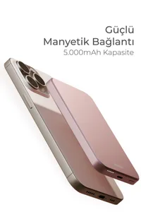 Woyax by Deji Magsafe Powerbank 5000 mAh 20W Hızlı Taşınabilir Şarj Cihazı  Pembe