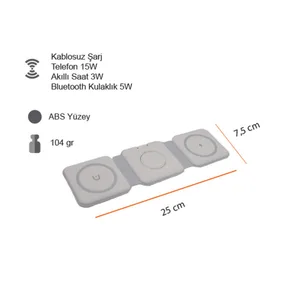ED236 Kablosuz Şarj Standı (Telefon, Saat, Kulaklık)