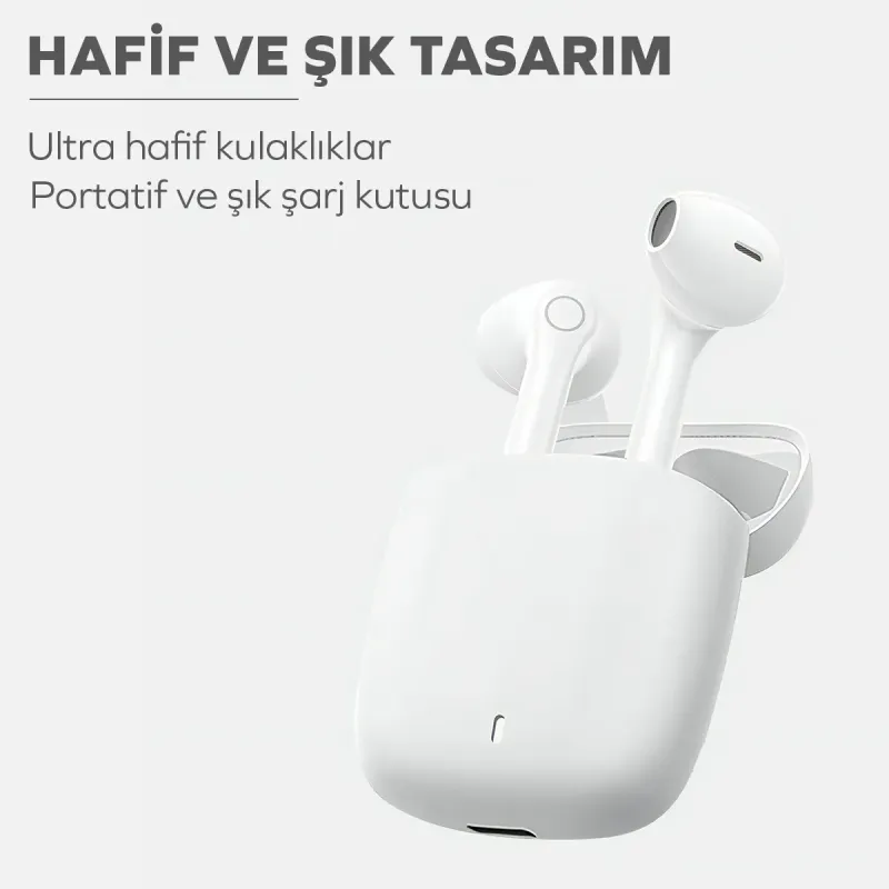 Woyax by Deji Curvy Kablosuz Bluetooth Kulak İçi Kulaklık, HD Mikrofonlu Ultra Hafif, HiFi Ses - Beyaz