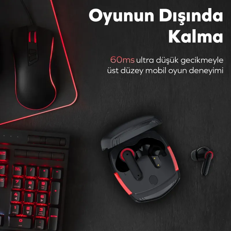 Woyax by Deji Gaming Kablosuz Bluetooth Oyuncu Kulaklık 60 ms Gecikme HD 4 Mikrofon ENC Çift Cihaz Desteği — detay