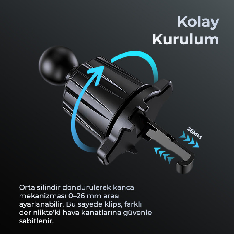 Woyax MagSafe Mıknatıslı Kablosuz Soğutmalı Şarjlı ProMag Araç İçi Telefon Tutucu Araba Telefon Tutacağı iPhone/Android