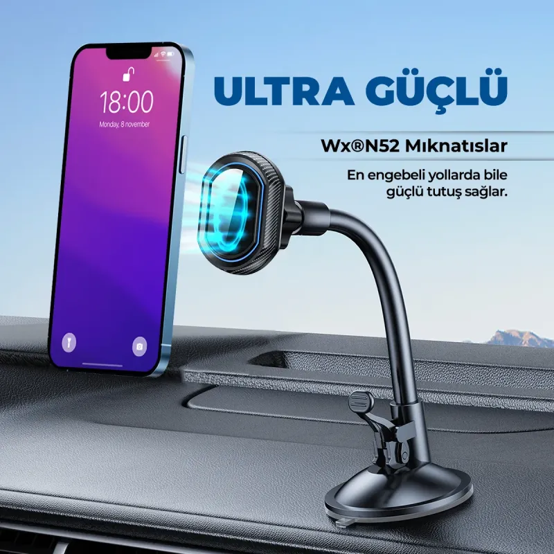 Woyax Güçlü Mıknatıslı Vantuzlu Araç İçi Telefon Tutucu - Vakumlu Akrobat Araba Telefon Tutacağı — detay