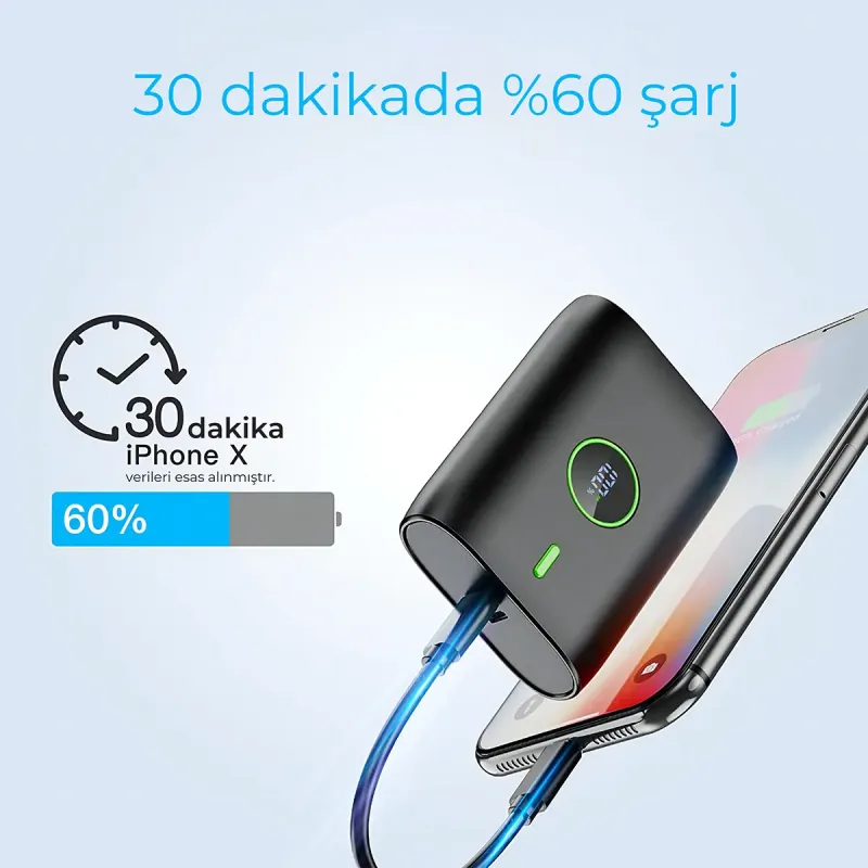 Woyax by Deji Powerbank 10000 mAh 22.5W Hızlı Taşınabilir Şarj Cihazı - Siyah — detay