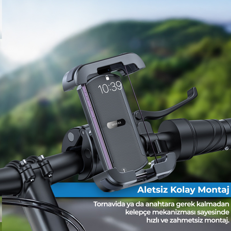 Woyax Holdy Motosiklet Telefon Tutucu Bisiklet ATV Scooter Bağlantılı Telefon Tutacağı Gidon ve Ayna için