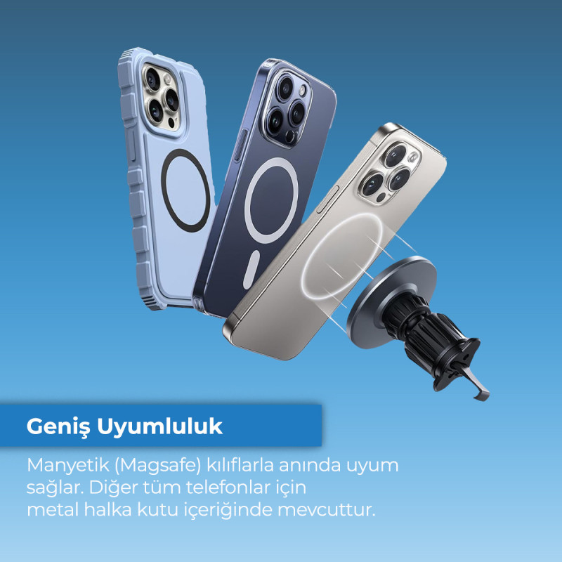 Woyax MagSafe Mıknatıslı Kablosuz Soğutmalı Şarjlı ProMag Araç İçi Telefon Tutucu Araba Telefon Tutacağı iPhone/Android